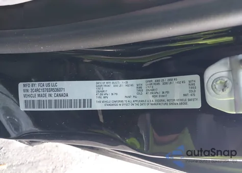 2025 Chrysler Pacifica Hybrid Select из США, поврежденный, VIN 2C4RC1S76SR536071